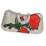 Maxbell Embroidery Flower Handbags Purses Rhinestones Evening Clutch Bags Champagne - Aladdin Shoppers