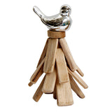 Maxbell European Pastoral Style Bird Ornament Wooden Dispaly Stand Silver Color - Aladdin Shoppers