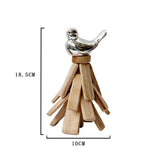 Maxbell European Pastoral Style Bird Ornament Wooden Dispaly Stand Silver Color - Aladdin Shoppers