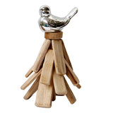 Maxbell European Pastoral Style Bird Ornament Wooden Dispaly Stand Silver Color - Aladdin Shoppers