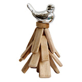 Maxbell European Pastoral Style Bird Ornament Wooden Dispaly Stand Silver Color - Aladdin Shoppers