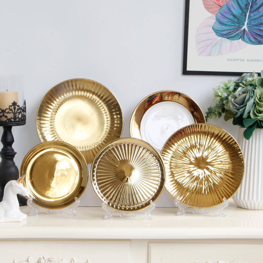 Maxbell European Style Luxury Ceramic Decorative Plates with Plate Rack Home Decor A - Aladdin Shoppers