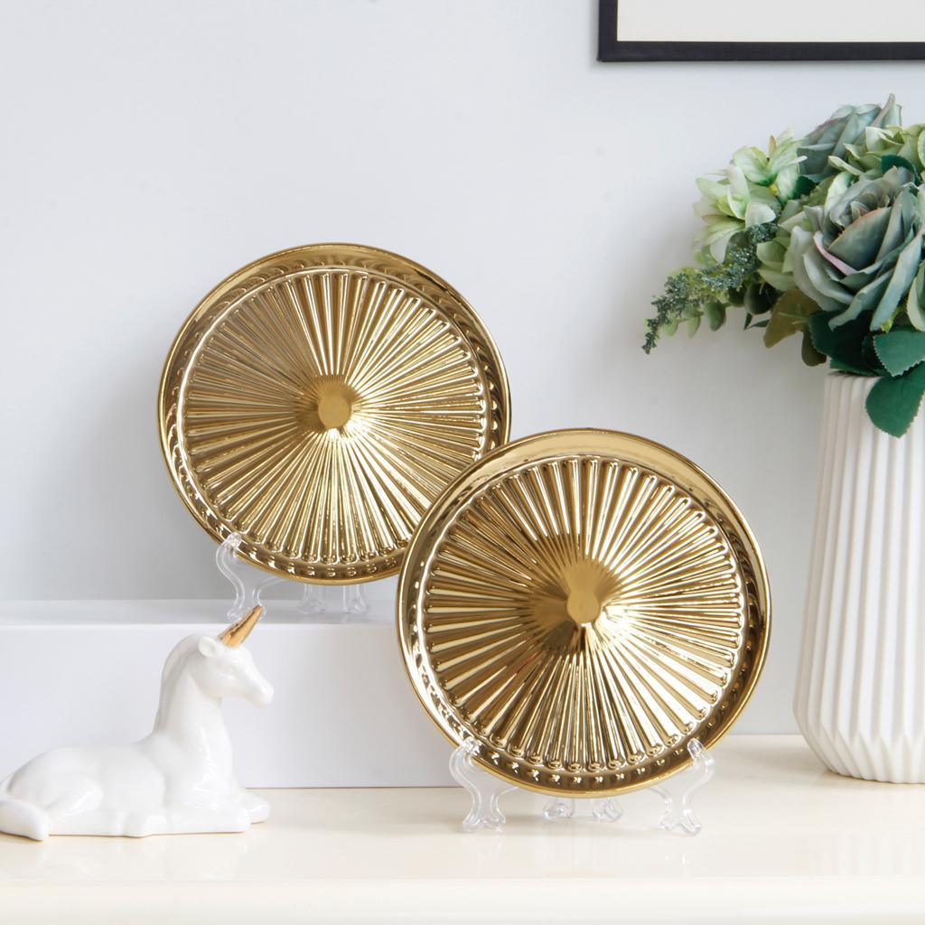 Maxbell European Style Luxury Ceramic Decorative Plates with Plate Rack Home Decor A - Aladdin Shoppers