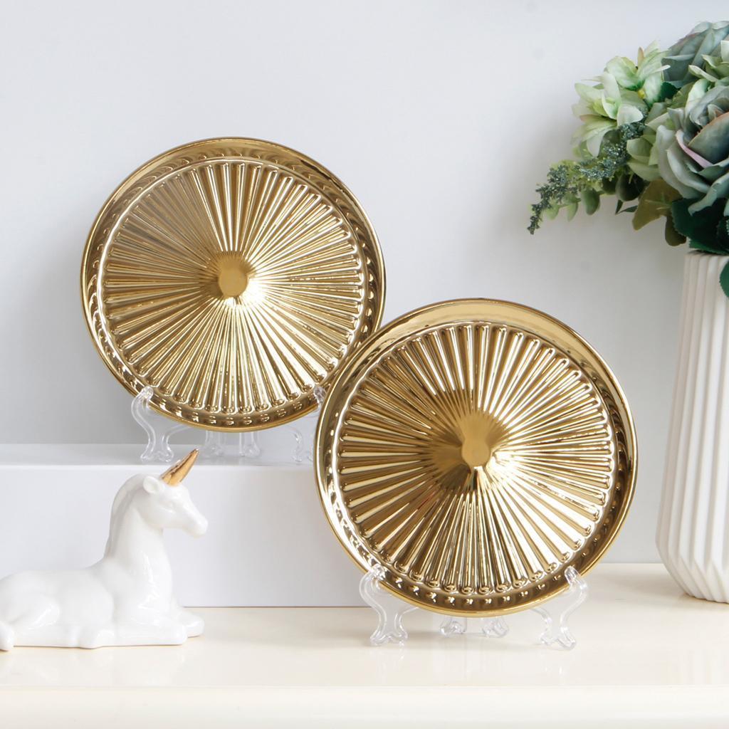 Maxbell European Style Luxury Ceramic Decorative Plates with Plate Rack Home Decor A - Aladdin Shoppers