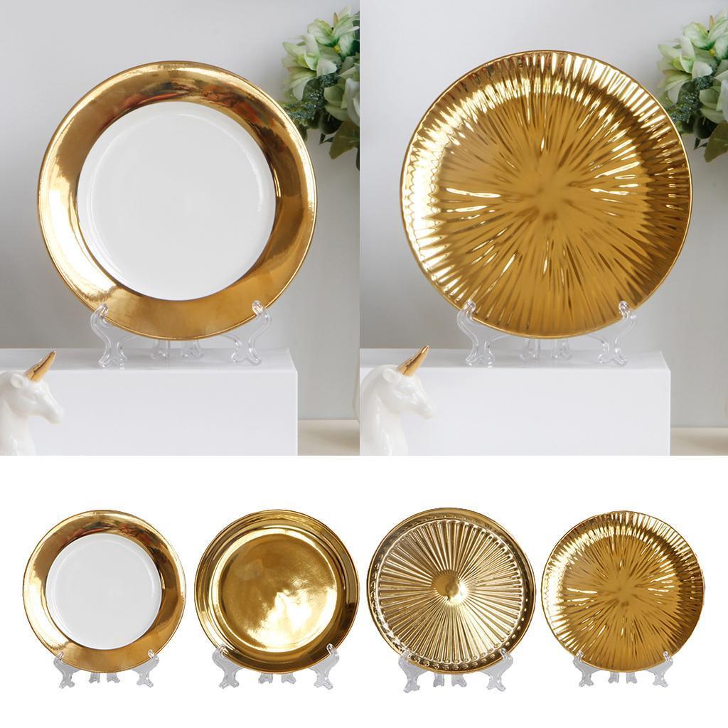 Maxbell European Style Luxury Ceramic Decorative Plates with Plate Rack Home Decor A - Aladdin Shoppers