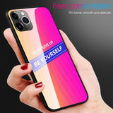 Maxbell Fashion Glass NEVER GIVE UP BE YOURSELF Phone Case for iPhone 11 6.5inch - Aladdin Shoppers
