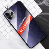 Maxbell Fashion Glass NEVER GIVE UP BE YOURSELF Phone Case for iPhone 11 6.5inch - Aladdin Shoppers