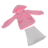 Maxbell Fashion Pleated Skirt Pink Hoodies Outfit for 1/3 BJD Dolls Clothes - Aladdin Shoppers