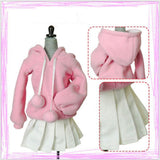 Maxbell Fashion Pleated Skirt Pink Hoodies Outfit for 1/3 BJD Dolls Clothes - Aladdin Shoppers