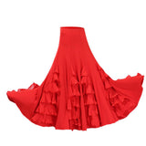 Maxbell Flamenco Ballroom Dance Waltz Big Swing Modern Long Skirt Dress Red - Aladdin Shoppers