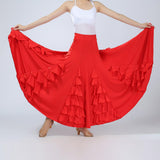 Maxbell Flamenco Ballroom Dance Waltz Big Swing Modern Long Skirt Dress Red - Aladdin Shoppers