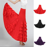 Maxbell Flamenco Ballroom Dance Waltz Big Swing Modern Long Skirt Dress Red - Aladdin Shoppers