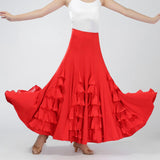 Maxbell Flamenco Ballroom Dance Waltz Big Swing Modern Long Skirt Dress Red - Aladdin Shoppers