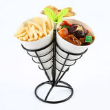 Maxbell French Fry Stand Cone Basket Holder for Fries Fish Chips Appetizers Black - Aladdin Shoppers