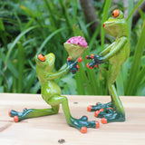 Maxbell Frog Decoration Animal Resin Crafts Lay Flowers Figurines Kawaii Crafts Wedding Decoration Love Cute Couple Figurine - Aladdin Shoppers
