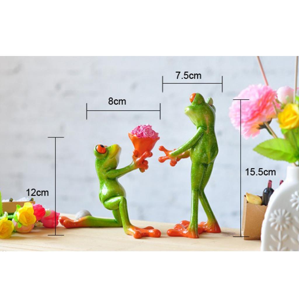 Maxbell Frog Decoration Animal Resin Crafts Lay Flowers Figurines Kawaii Crafts Wedding Decoration Love Cute Couple Figurine - Aladdin Shoppers