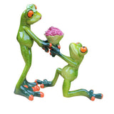 Maxbell Frog Decoration Animal Resin Crafts Lay Flowers Figurines Kawaii Crafts Wedding Decoration Love Cute Couple Figurine - Aladdin Shoppers