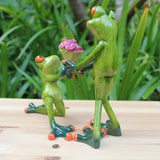 Maxbell Frog Decoration Animal Resin Crafts Lay Flowers Figurines Kawaii Crafts Wedding Decoration Love Cute Couple Figurine - Aladdin Shoppers