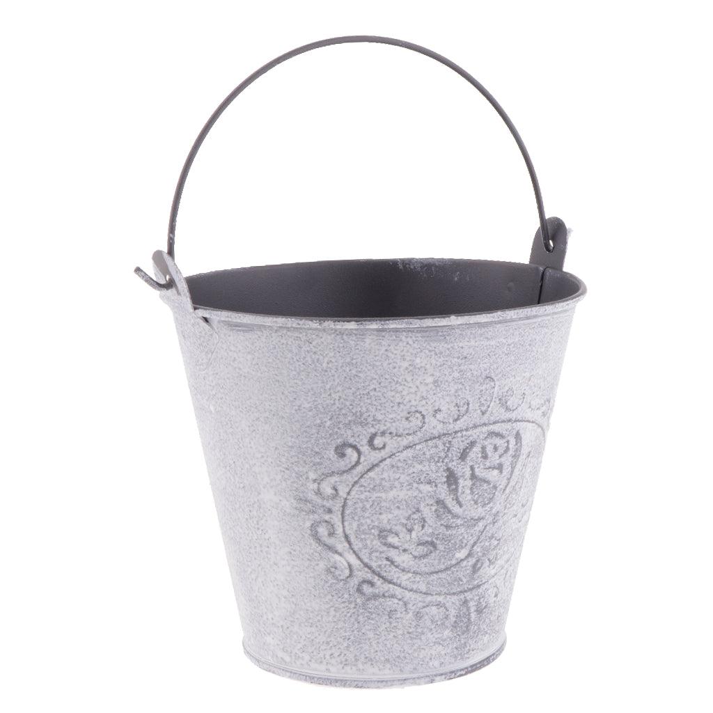 Maxbell Galvanized Metal Storage Buckets Retro Rustic Flower Bucket for Countertop Balcony Garden Yard Decor - Aladdin Shoppers