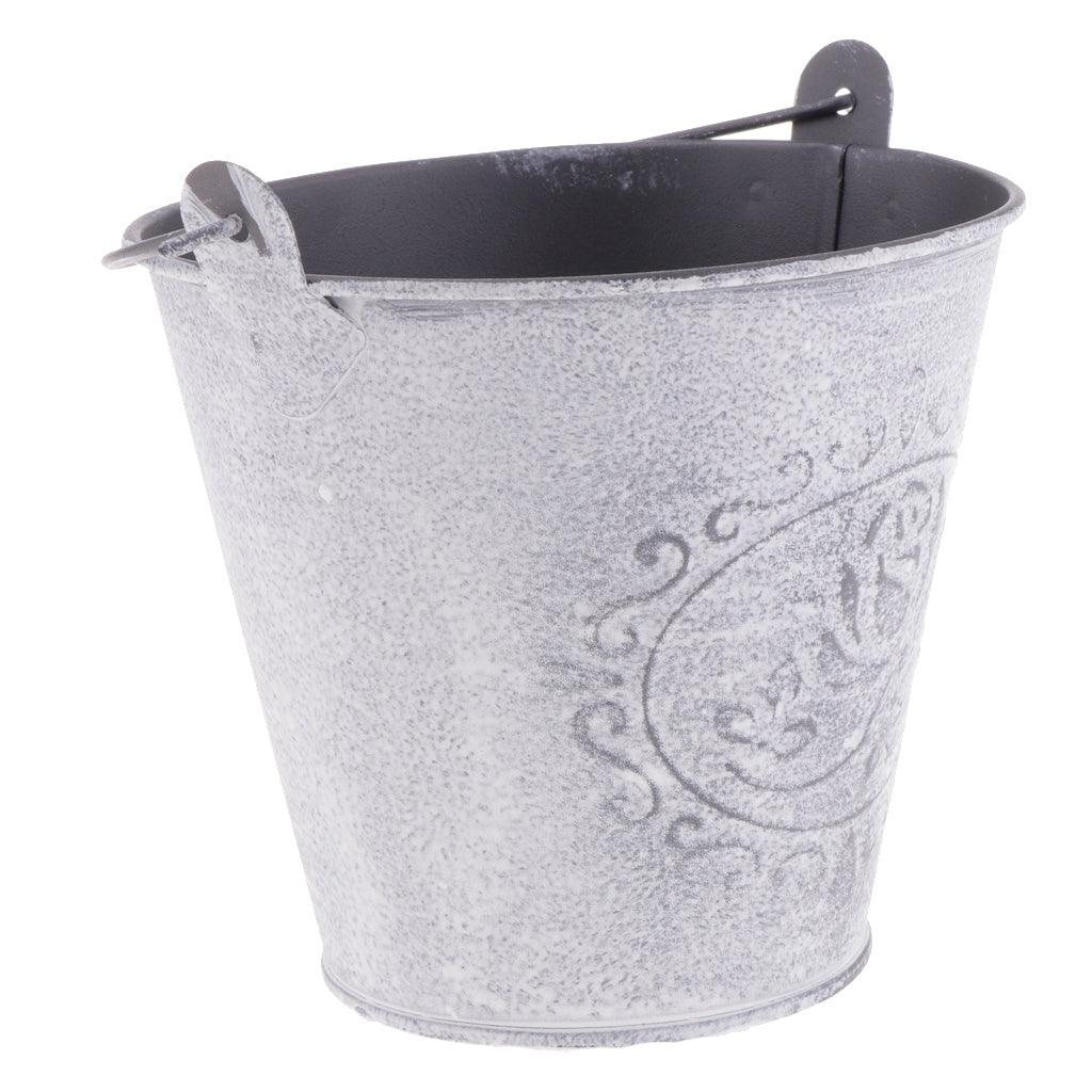 Maxbell Galvanized Metal Storage Buckets Retro Rustic Flower Bucket for Countertop Balcony Garden Yard Decor - Aladdin Shoppers