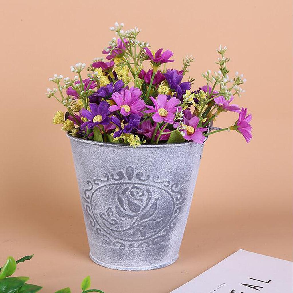Maxbell Galvanized Metal Storage Buckets Retro Rustic Flower Bucket for Countertop Balcony Garden Yard Decor - Aladdin Shoppers