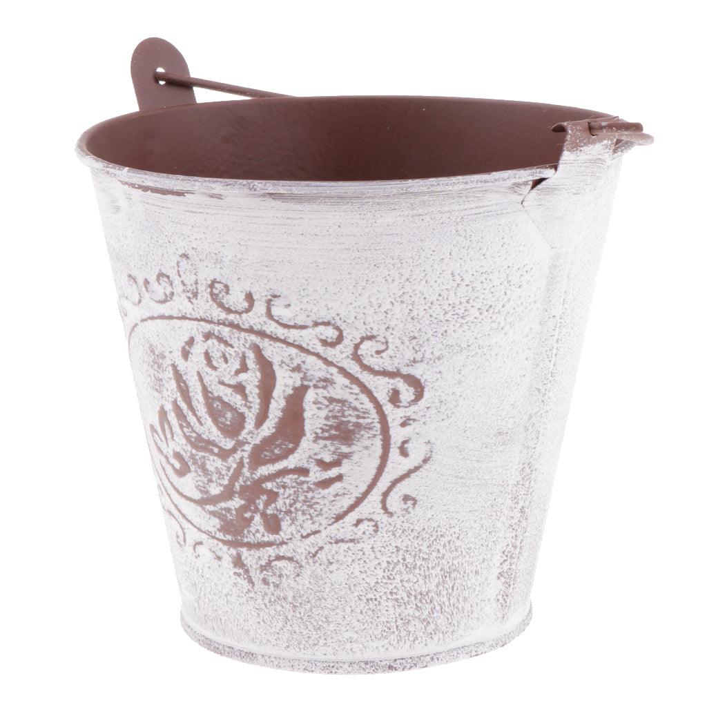 Maxbell Galvanized Metal Storage Buckets Retro Rustic Flower Bucket for Countertop Balcony Garden Yard Decor - Aladdin Shoppers