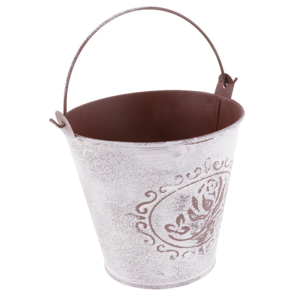 Maxbell Galvanized Metal Storage Buckets Retro Rustic Flower Bucket for Countertop Balcony Garden Yard Decor - Aladdin Shoppers