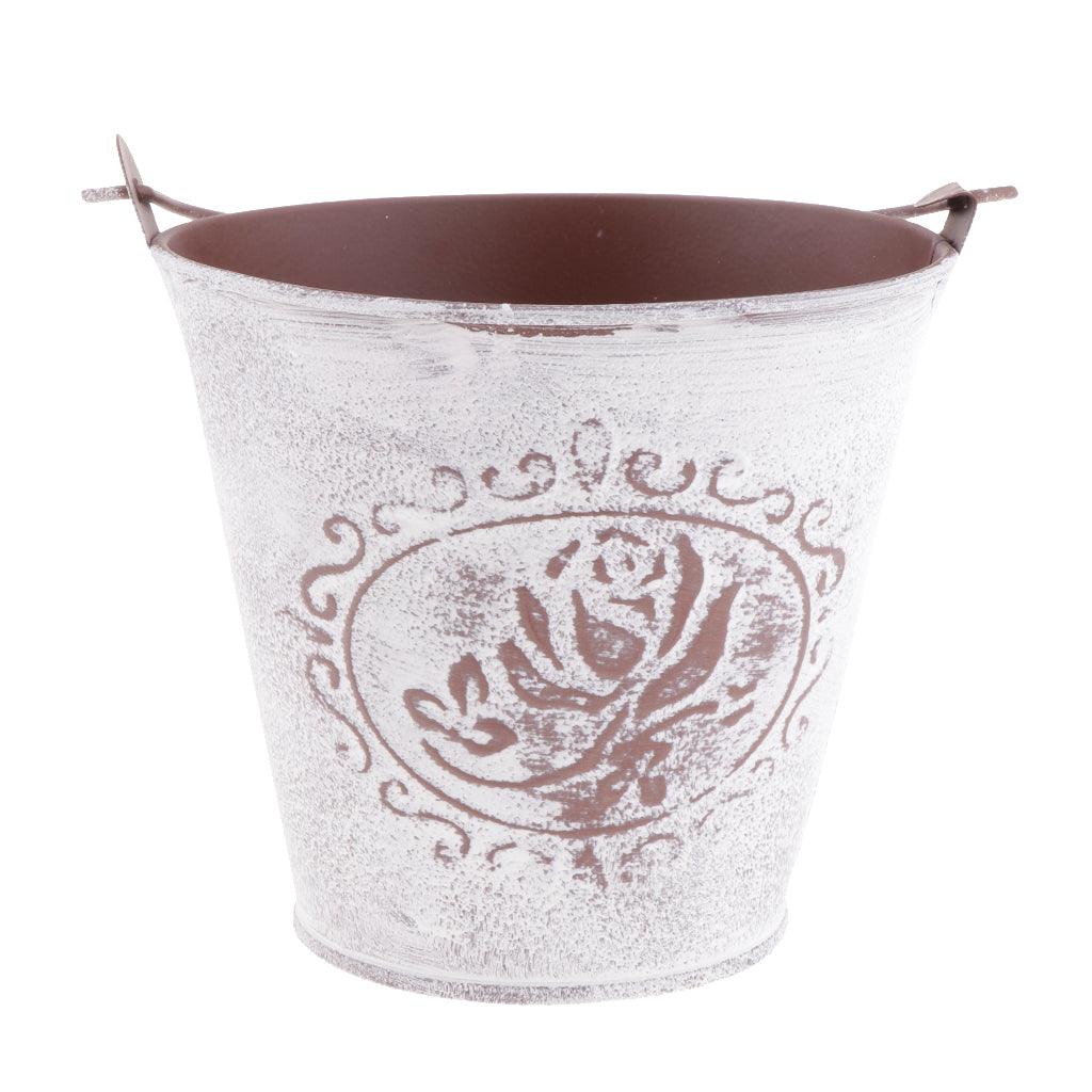 Maxbell Galvanized Metal Storage Buckets Retro Rustic Flower Bucket for Countertop Balcony Garden Yard Decor - Aladdin Shoppers