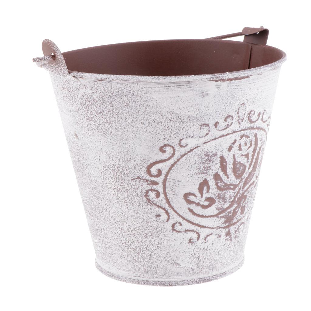 Maxbell Galvanized Metal Storage Buckets Retro Rustic Flower Bucket for Countertop Balcony Garden Yard Decor - Aladdin Shoppers