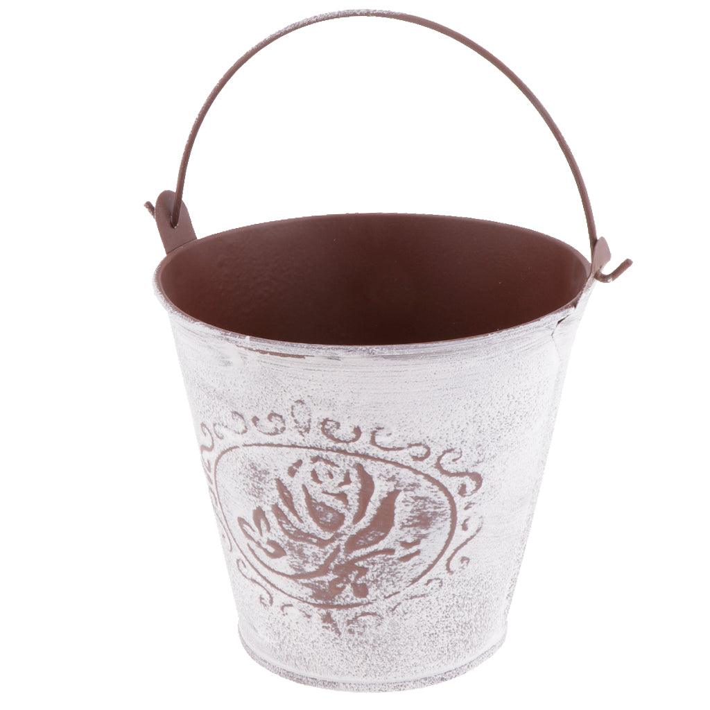 Maxbell Galvanized Metal Storage Buckets Retro Rustic Flower Bucket for Countertop Balcony Garden Yard Decor - Aladdin Shoppers
