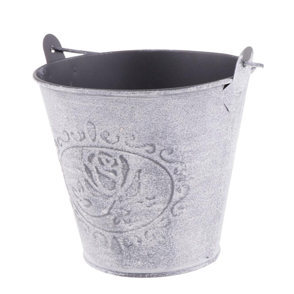 Maxbell Galvanized Metal Storage Buckets Retro Rustic Flower Bucket for Countertop Balcony Garden Yard Decor - Aladdin Shoppers