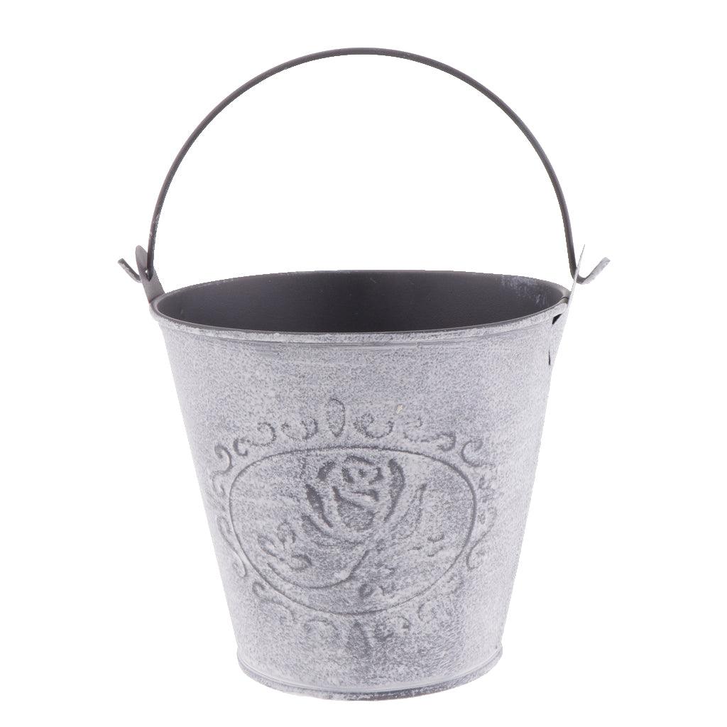 Maxbell Galvanized Metal Storage Buckets Retro Rustic Flower Bucket for Countertop Balcony Garden Yard Decor - Aladdin Shoppers