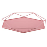 Maxbell Geometric Jewelry Plate Tray for Jewelry Cake Fruit Dessert Dish Pink - Aladdin Shoppers