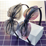 Maxbell Girls Sweet Bunny Silk Tulle Leather Knot Bow knotted Hair Hoop Black - Aladdin Shoppers