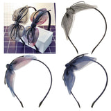 Maxbell Girls Sweet Bunny Silk Tulle Leather Knot Bow knotted Hair Hoop Black - Aladdin Shoppers