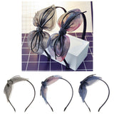 Maxbell Girls Sweet Bunny Silk Tulle Leather Knot Bow knotted Hair Hoop Black - Aladdin Shoppers