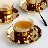 Maxbell Gold Plated Tea/Coffee Cup &Saucer Set Ceramic Espresso Latte Coffee Cup B - Aladdin Shoppers