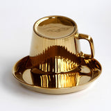 Maxbell Gold Plated Tea/Coffee Cup &Saucer Set Ceramic Espresso Latte Coffee Cup B - Aladdin Shoppers