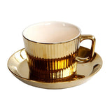 Maxbell Gold Plated Tea/Coffee Cup &Saucer Set Ceramic Espresso Latte Coffee Cup B - Aladdin Shoppers