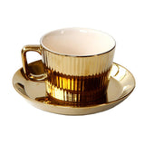 Maxbell Gold Plated Tea/Coffee Cup &Saucer Set Ceramic Espresso Latte Coffee Cup B - Aladdin Shoppers