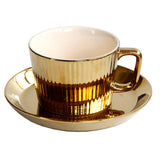 Maxbell Gold Plated Tea/Coffee Cup &Saucer Set Ceramic Espresso Latte Coffee Cup B - Aladdin Shoppers