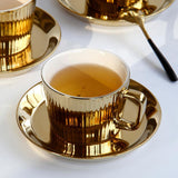 Maxbell Gold Plated Tea/Coffee Cup &Saucer Set Ceramic Espresso Latte Coffee Cup B - Aladdin Shoppers