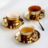 Maxbell Gold Plated Tea/Coffee Cup &Saucer Set Ceramic Espresso Latte Coffee Cup B - Aladdin Shoppers
