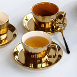 Maxbell Gold Plated Tea/Coffee Cup &Saucer Set Ceramic Espresso Latte Coffee Cup B - Aladdin Shoppers