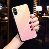 Maxbell Gradient Tempered Glass Back Cover Phone Protective Case for iPhone X XS - Aladdin Shoppers