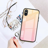 Maxbell Gradient Tempered Glass Back Cover Phone Protective Case for iPhone X XS - Aladdin Shoppers