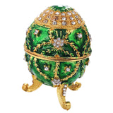 Maxbell Green Enamel Faberge Easter Egg Jewelry Box Wedding Ring Storage Container