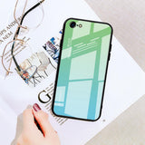 Maxbell Green Gradient Blue Tempered Glass Back Cover Phone Case for iPhone 7 8G - Aladdin Shoppers