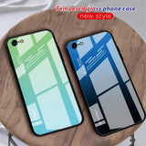 Maxbell Green Gradient Blue Tempered Glass Back Cover Phone Case for iPhone 7 8G - Aladdin Shoppers
