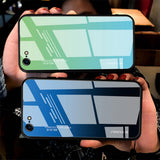 Maxbell Green Gradient Blue Tempered Glass Back Cover Phone Case for iPhone 7 8G - Aladdin Shoppers